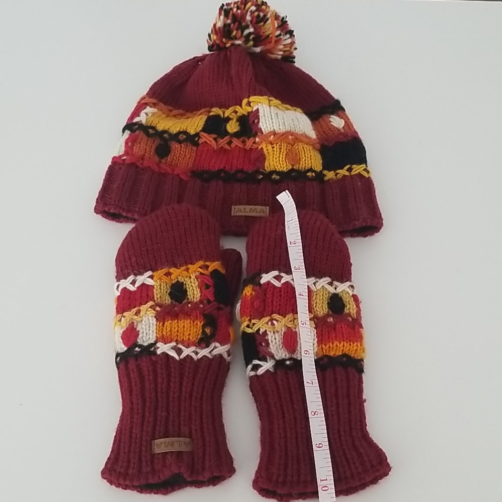 New Alma 100% Wool Beanie & Mittens Set